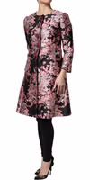 Pink Black Floral Brocade Trenchcoat Jacket 2