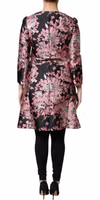 Pink Black Floral Brocade Trenchcoat Jacket 3