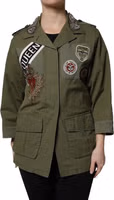 Military Green Queen Embellished Coat Jacket 1