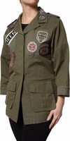 Military Green Queen Embellished Coat Jacket 2