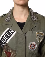 Military Green Queen Embellished Coat Jacket 5
