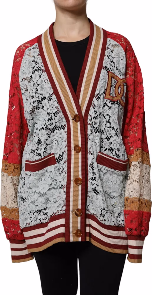 Multicolor Floral Lace Cardigan Sweater