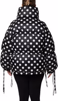 Black White Polka Dot Full Zip Puffer Jacket 3