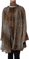 Brown Leopard Print Scarf Collared Chiffon Dress 1