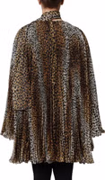 Brown Leopard Print Scarf Collared Chiffon Dress 3
