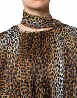 Brown Leopard Print Scarf Collared Chiffon Dress 5