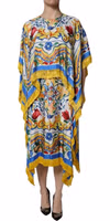 Multicolor Majolica Kaftan Short Sleeves Maxi Dress 1