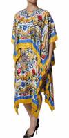 Multicolor Majolica Kaftan Short Sleeves Maxi Dress 2