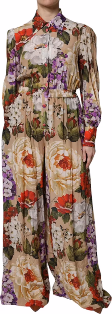 Multicolor Floral Wide Leg Jumpsuit Dress