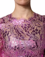 Metallic Fuchsia Floral Sheath Mini Dress 5