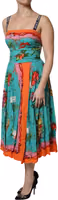 Multicolor Printed Silk Sleeveless Midi Dress 2