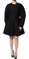 Black Cotton Long Sleeves A-line Mini Dress 1