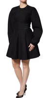 Black Cotton Long Sleeves A-line Mini Dress 2