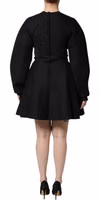 Black Cotton Long Sleeves A-line Mini Dress 3