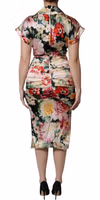 Multicolor Floral Short Sleeves Sheath Midi Dress 3