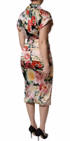 Multicolor Floral Short Sleeves Sheath Midi Dress 4