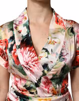 Multicolor Floral Short Sleeves Sheath Midi Dress 5