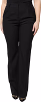 Black Wool High Waist Boot Cut Dress Pants 1
