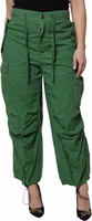Green Cotton High Waist Cargo Pants 1