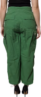 Green Cotton High Waist Cargo Pants 3