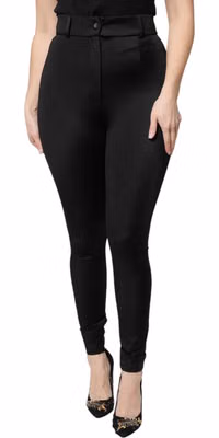 Black Nylon High Waist Slim Fit Pants