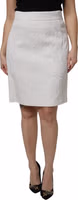 White High Waist Knee Length Pencil Skirt 1