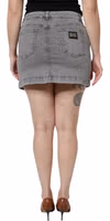Gray Cotton Stretch Mid Waist Denim Mini Skirt 3