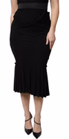 Black Mermaid Cut High Waist Midi Skirt 1
