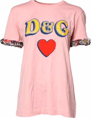 Pink Logo Print Cotton Crew Neck Tee T-shirt