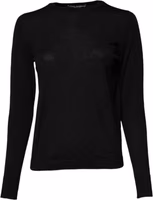 Black Wool Knit Crew Neck Pullover Sweater 1
