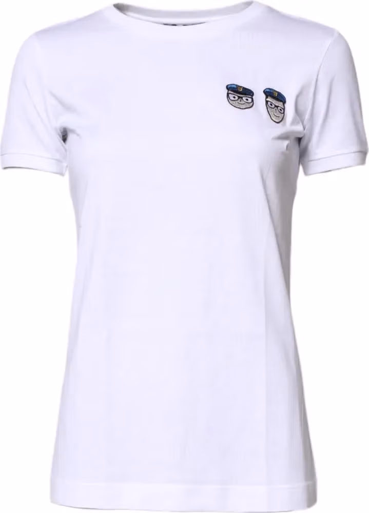 White #DGFamily Cotton Crew Neck T-shirt