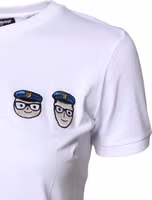 White #DGFamily Cotton Crew Neck T-shirt 2