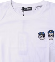 White #DGFamily Cotton Crew Neck T-shirt 4