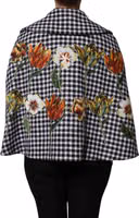 Black White Monochrome Patterned Floral Cape Jacket 3