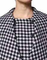 Black White Monochrome Patterned Floral Cape Jacket 4