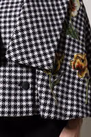 Black White Monochrome Patterned Floral Cape Jacket 5