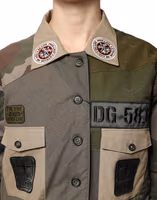 Military Green Cotton Button Down Jacket 4