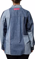 Blue Cotton Button Up Collared Long Sleeve Top 3