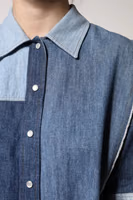 Blue Cotton Button Up Collared Long Sleeve Top 4