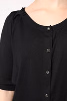 Black Button Down Short Sleeve Blouse Top 5
