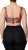 Red Floral Brocade Cropped Bustier Corset Top 3
