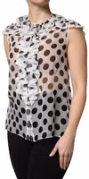 White Black Polka Dot Cotton Sleeveless Top 2