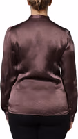 Brown Ascot Collar Long Sleeve Blouse Top 3