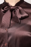 Brown Ascot Collar Long Sleeve Blouse Top 5
