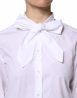 White Ascot Collar Long Sleeve Blouse Top 4
