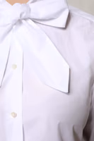 White Ascot Collar Long Sleeve Blouse Top 5
