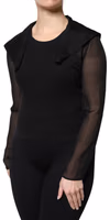 Black Silk Sheer Long Sleeves Blouse Top 2