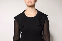 Black Silk Sheer Long Sleeves Blouse Top 4