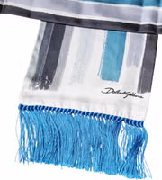 Multicolor Stripes Silk Fringes Neck Foulard Scarf 2
