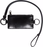 Black Leather Logo Embossed Lanyard Card Holder Wallet 2